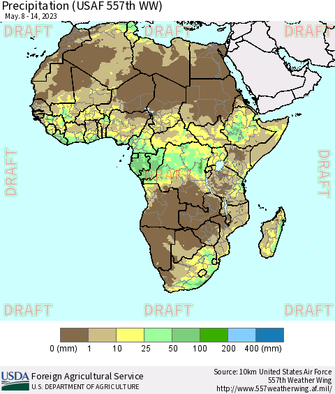 Africa Precipitation (USAF 557th WW) Thematic Map For 5/8/2023 - 5/14/2023