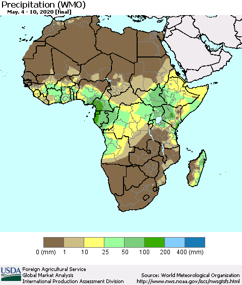 Africa Precipitation (WMO) Thematic Map For 5/4/2020 - 5/10/2020
