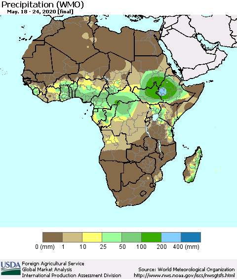 Africa Precipitation (WMO) Thematic Map For 5/18/2020 - 5/24/2020