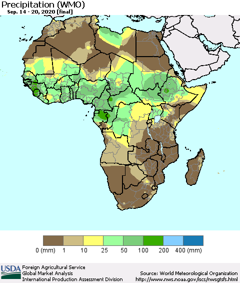 Africa Precipitation (WMO) Thematic Map For 9/14/2020 - 9/20/2020