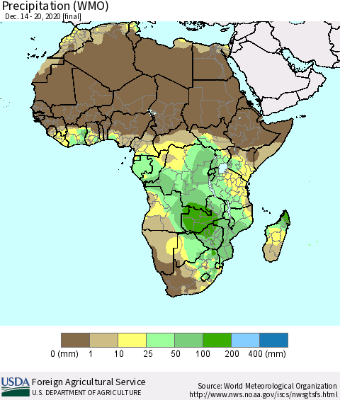 Africa Precipitation (WMO) Thematic Map For 12/14/2020 - 12/20/2020