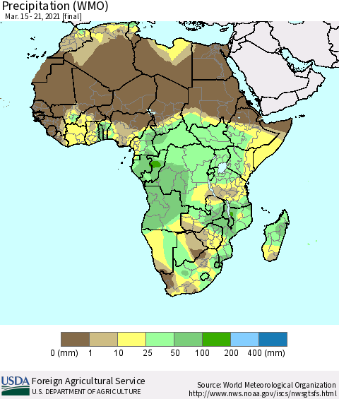 Africa Precipitation (WMO) Thematic Map For 3/15/2021 - 3/21/2021