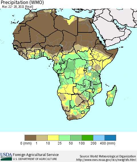 Africa Precipitation (WMO) Thematic Map For 3/22/2021 - 3/28/2021