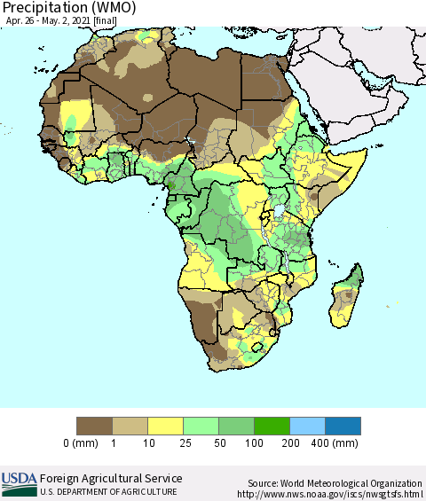 Africa Precipitation (WMO) Thematic Map For 4/26/2021 - 5/2/2021