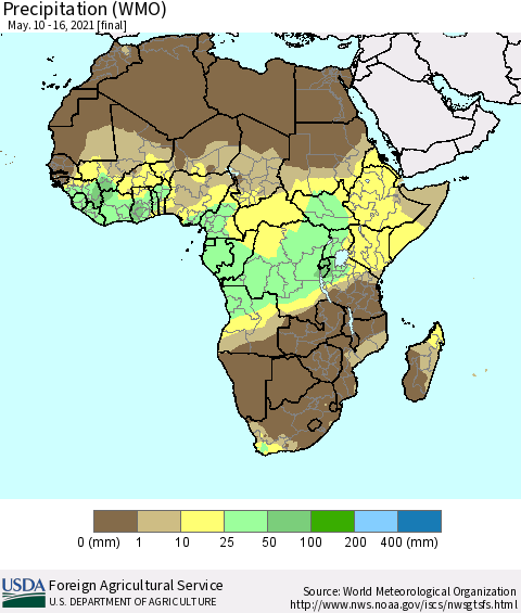 Africa Precipitation (WMO) Thematic Map For 5/10/2021 - 5/16/2021