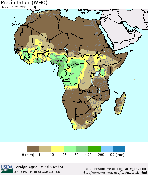 Africa Precipitation (WMO) Thematic Map For 5/17/2021 - 5/23/2021