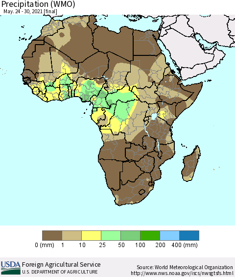 Africa Precipitation (WMO) Thematic Map For 5/24/2021 - 5/30/2021