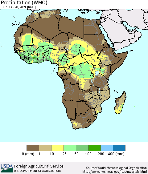 Africa Precipitation (WMO) Thematic Map For 6/14/2021 - 6/20/2021