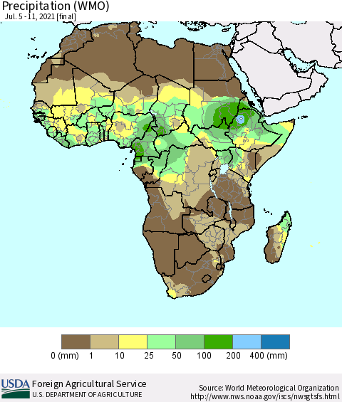 Africa Precipitation (WMO) Thematic Map For 7/5/2021 - 7/11/2021