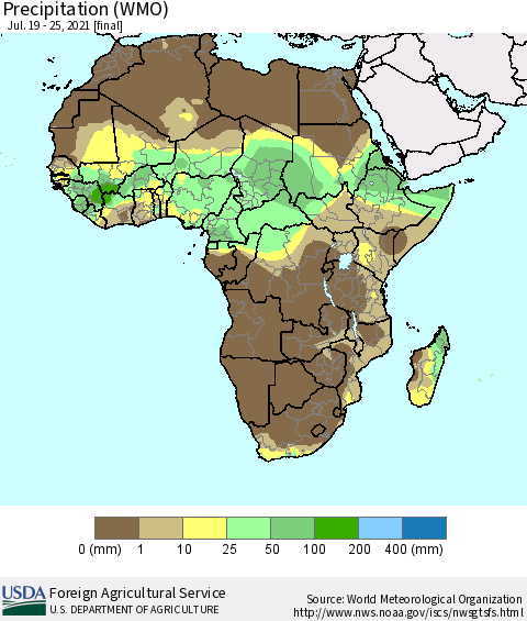 Africa Precipitation (WMO) Thematic Map For 7/19/2021 - 7/25/2021