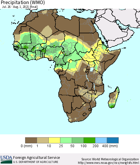 Africa Precipitation (WMO) Thematic Map For 7/26/2021 - 8/1/2021