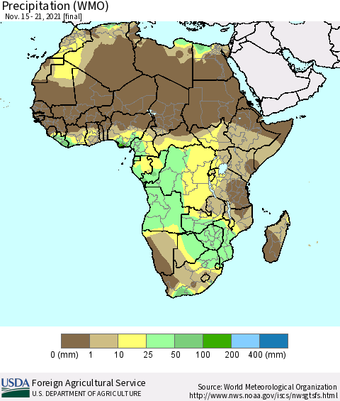 Africa Precipitation (WMO) Thematic Map For 11/15/2021 - 11/21/2021
