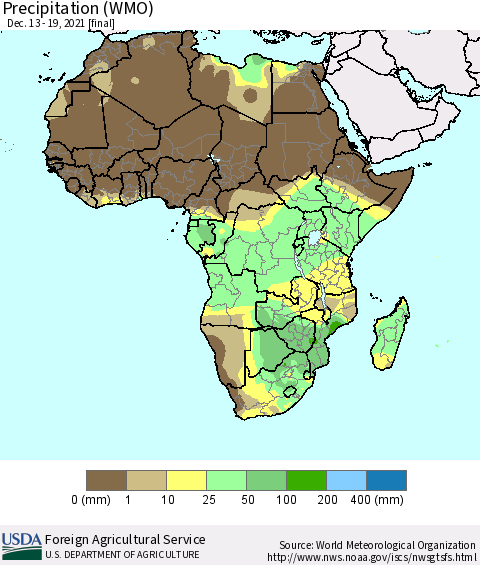Africa Precipitation (WMO) Thematic Map For 12/13/2021 - 12/19/2021