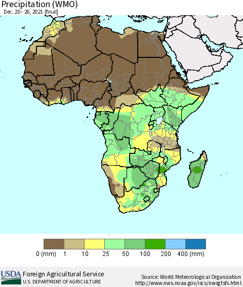 Africa Precipitation (WMO) Thematic Map For 12/20/2021 - 12/26/2021