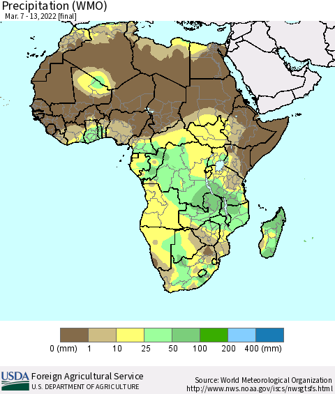 Africa Precipitation (WMO) Thematic Map For 3/7/2022 - 3/13/2022