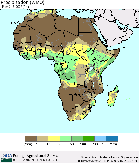 Africa Precipitation (WMO) Thematic Map For 5/2/2022 - 5/8/2022