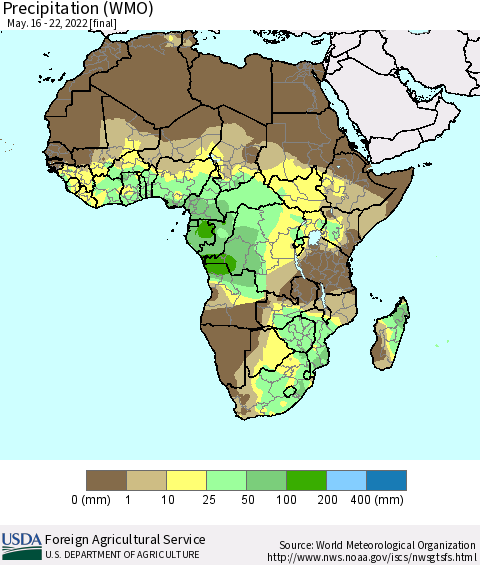 Africa Precipitation (WMO) Thematic Map For 5/16/2022 - 5/22/2022