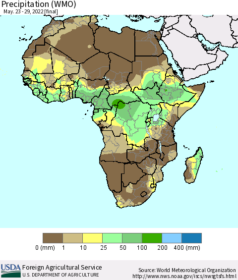 Africa Precipitation (WMO) Thematic Map For 5/23/2022 - 5/29/2022