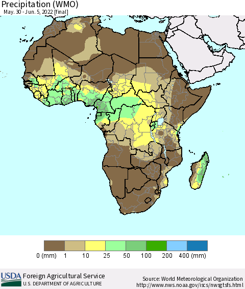 Africa Precipitation (WMO) Thematic Map For 5/30/2022 - 6/5/2022