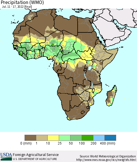Africa Precipitation (WMO) Thematic Map For 7/11/2022 - 7/17/2022