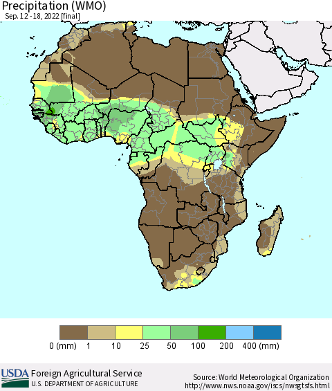 Africa Precipitation (WMO) Thematic Map For 9/12/2022 - 9/18/2022