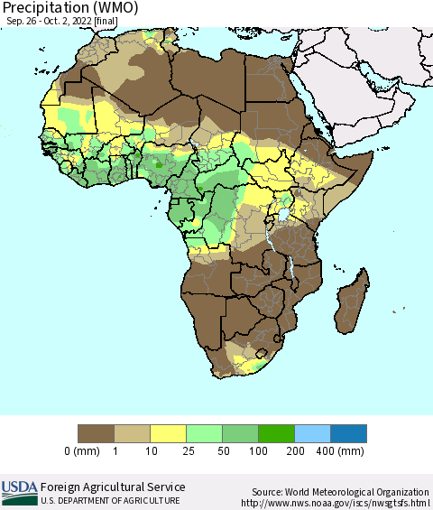 Africa Precipitation (WMO) Thematic Map For 9/26/2022 - 10/2/2022