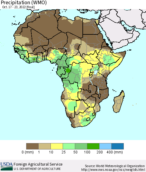 Africa Precipitation (WMO) Thematic Map For 10/17/2022 - 10/23/2022