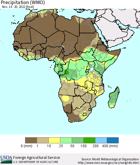 Africa Precipitation (WMO) Thematic Map For 11/14/2022 - 11/20/2022