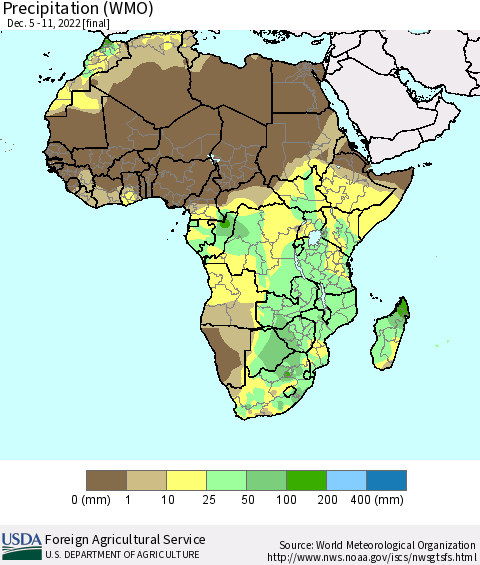 Africa Precipitation (WMO) Thematic Map For 12/5/2022 - 12/11/2022