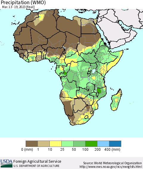 Africa Precipitation (WMO) Thematic Map For 3/13/2023 - 3/19/2023