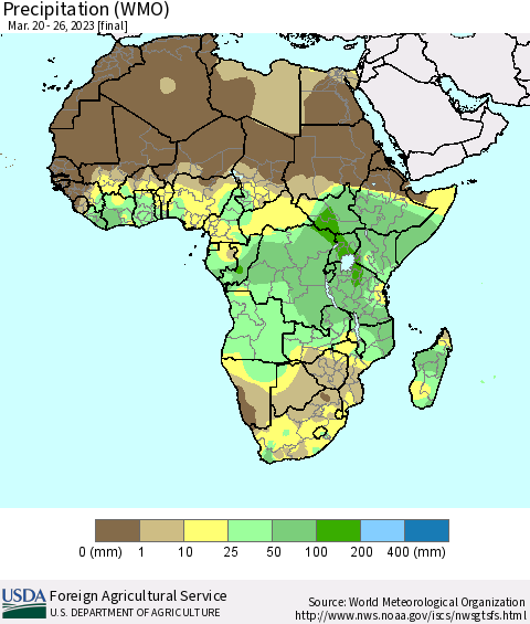 Africa Precipitation (WMO) Thematic Map For 3/20/2023 - 3/26/2023