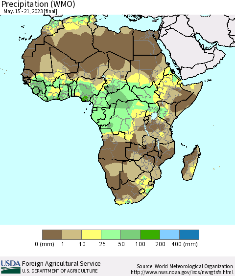 Africa Precipitation (WMO) Thematic Map For 5/15/2023 - 5/21/2023