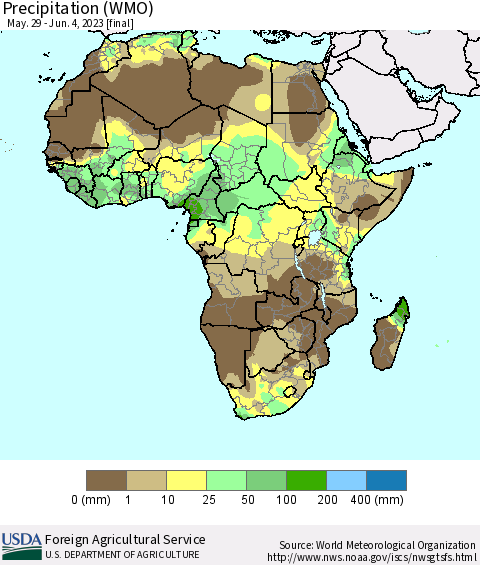 Africa Precipitation (WMO) Thematic Map For 5/29/2023 - 6/4/2023