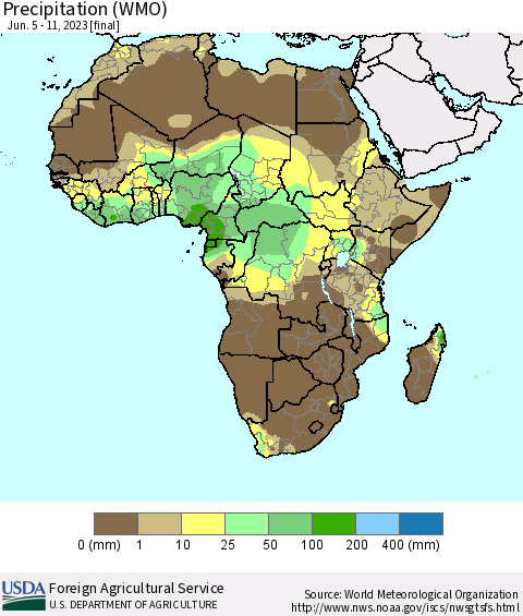 Africa Precipitation (WMO) Thematic Map For 6/5/2023 - 6/11/2023