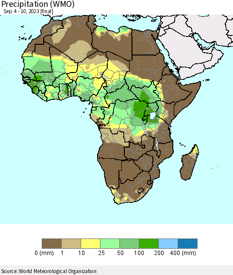 Africa Precipitation (WMO) Thematic Map For 9/4/2023 - 9/10/2023