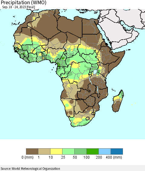 Africa Precipitation (WMO) Thematic Map For 9/18/2023 - 9/24/2023