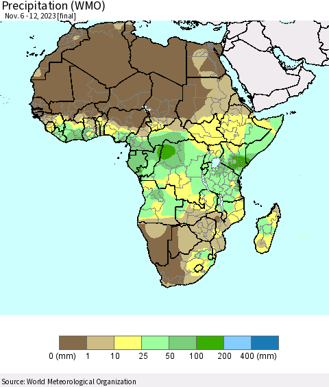Africa Precipitation (WMO) Thematic Map For 11/6/2023 - 11/12/2023