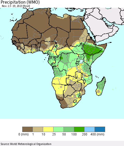 Africa Precipitation (WMO) Thematic Map For 11/13/2023 - 11/19/2023
