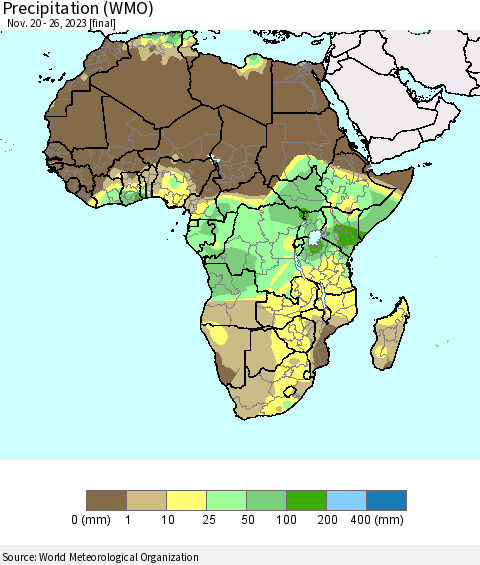 Africa Precipitation (WMO) Thematic Map For 11/20/2023 - 11/26/2023