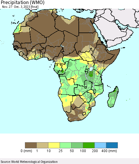 Africa Precipitation (WMO) Thematic Map For 11/27/2023 - 12/3/2023