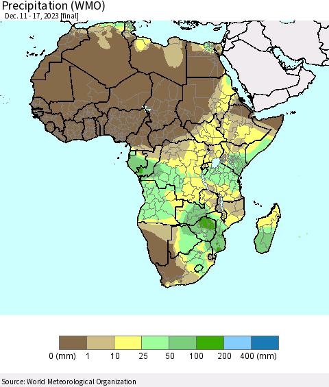 Africa Precipitation (WMO) Thematic Map For 12/11/2023 - 12/17/2023