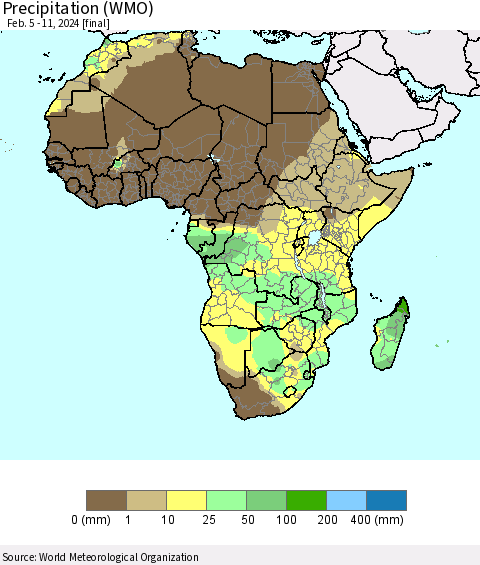 Africa Precipitation (WMO) Thematic Map For 2/5/2024 - 2/11/2024