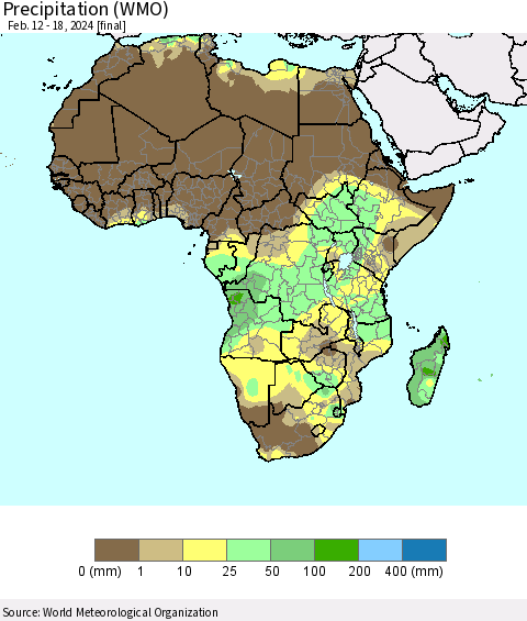 Africa Precipitation (WMO) Thematic Map For 2/12/2024 - 2/18/2024