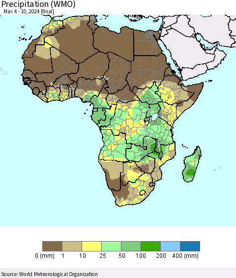 Africa Precipitation (WMO) Thematic Map For 3/4/2024 - 3/10/2024