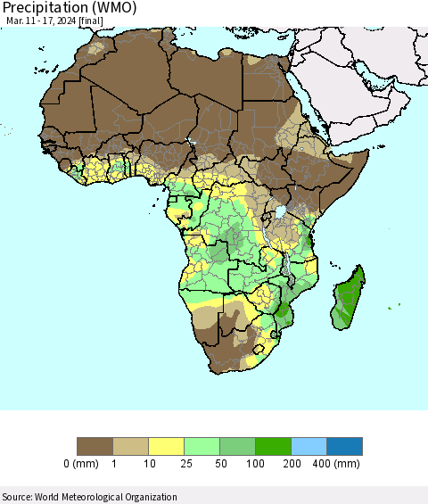 Africa Precipitation (WMO) Thematic Map For 3/11/2024 - 3/17/2024
