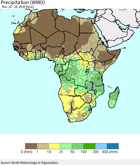 Africa Precipitation (WMO) Thematic Map For 3/18/2024 - 3/24/2024