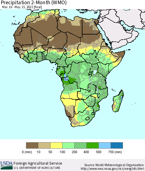 Africa Precipitation 2-Month (WMO) Thematic Map For 3/16/2022 - 5/15/2022