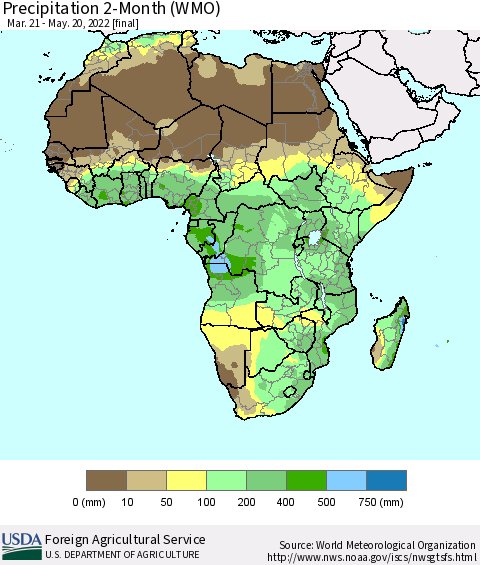 Africa Precipitation 2-Month (WMO) Thematic Map For 3/21/2022 - 5/20/2022