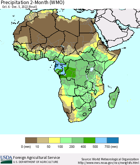 Africa Precipitation 2-Month (WMO) Thematic Map For 10/6/2022 - 12/5/2022