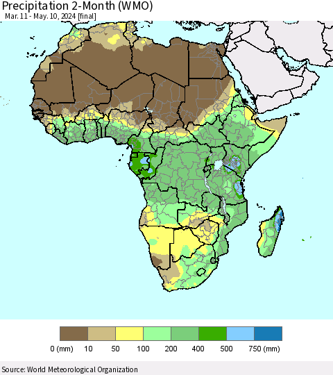 Africa Precipitation 2-Month (WMO) Thematic Map For 3/11/2024 - 5/10/2024